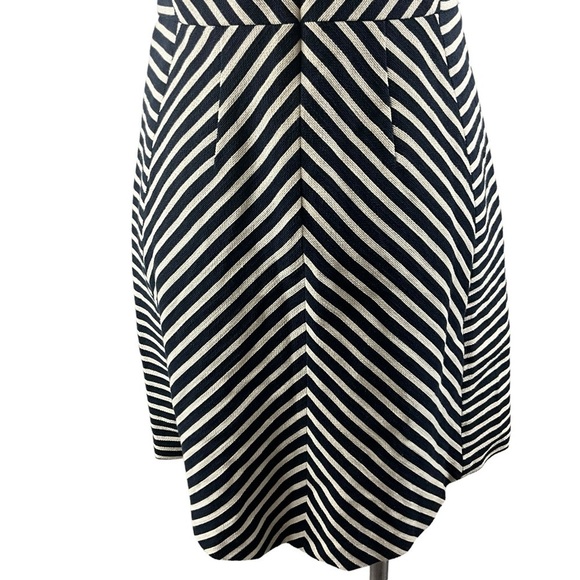 Maeve Anthropologie Mitered Navy and White Fit & Flare Embroidered Dress - Picture 8 of 11